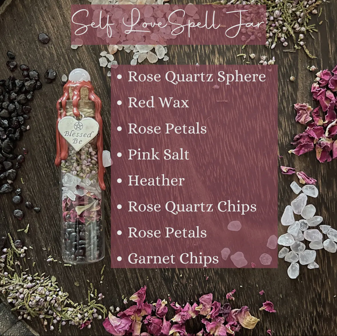 Self love spell jar, intention jar, witches spell jar