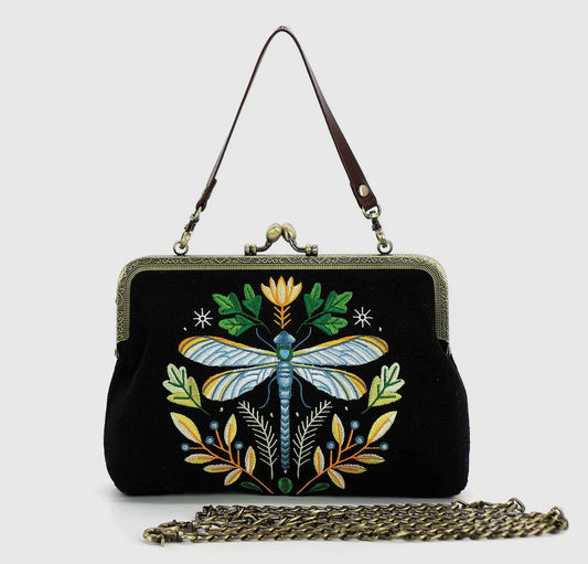 Kisslock dragonfly vintage style purse