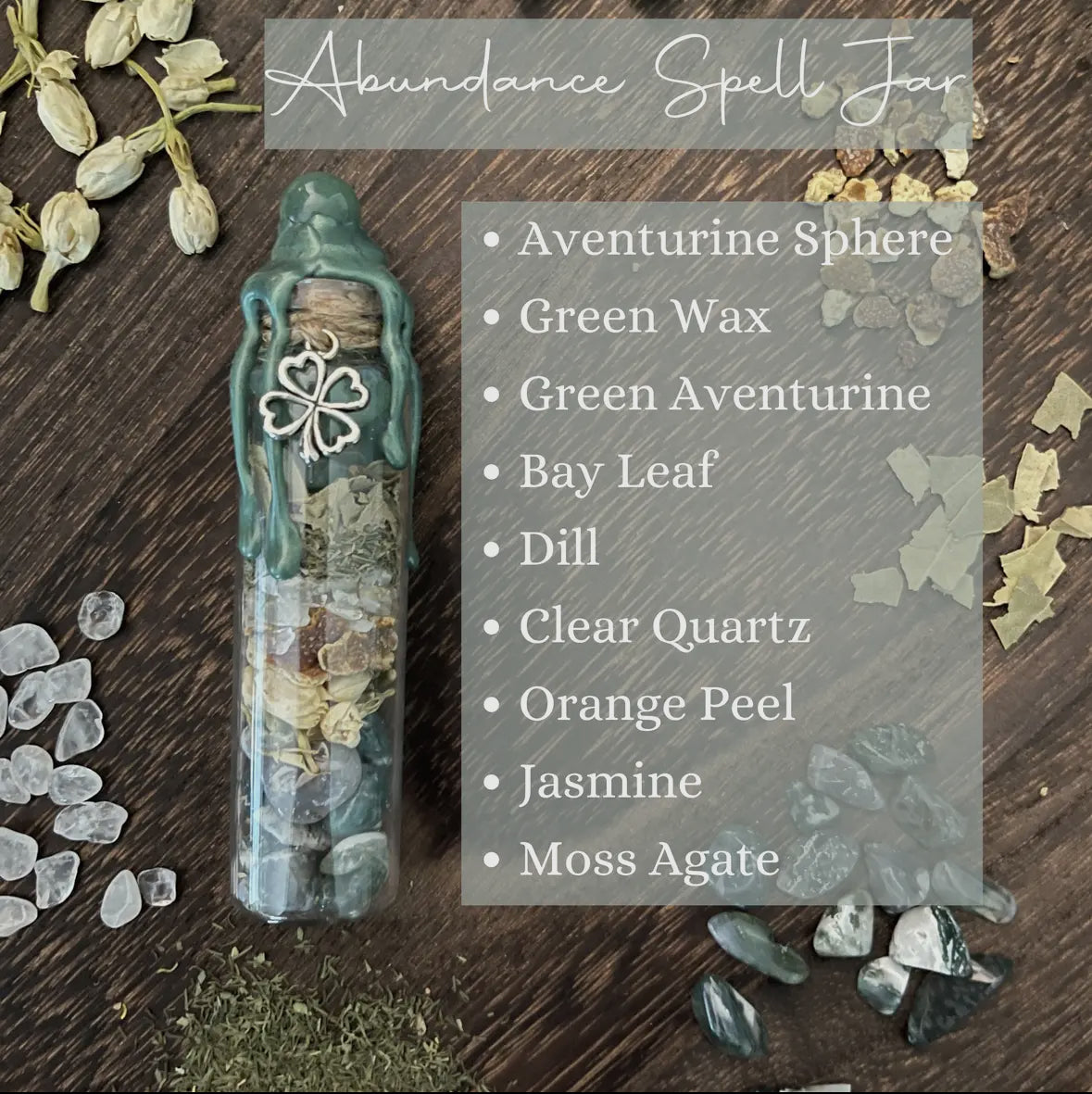 Abundance spell jar, intention jar, witches spell jar