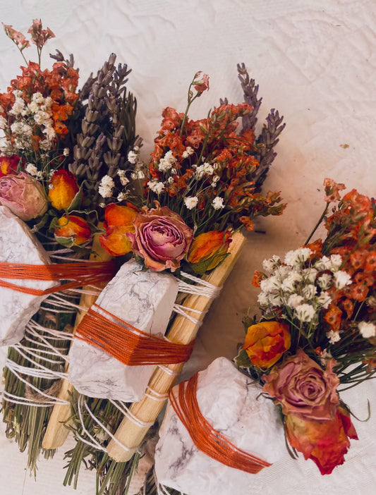 White Howlite, Palo Santo, Rosemary, white sage and lavender Smudgie