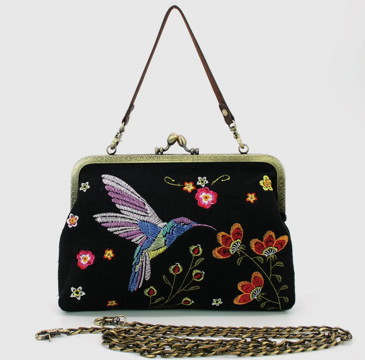 Kisslock hummingbird vintage style purse