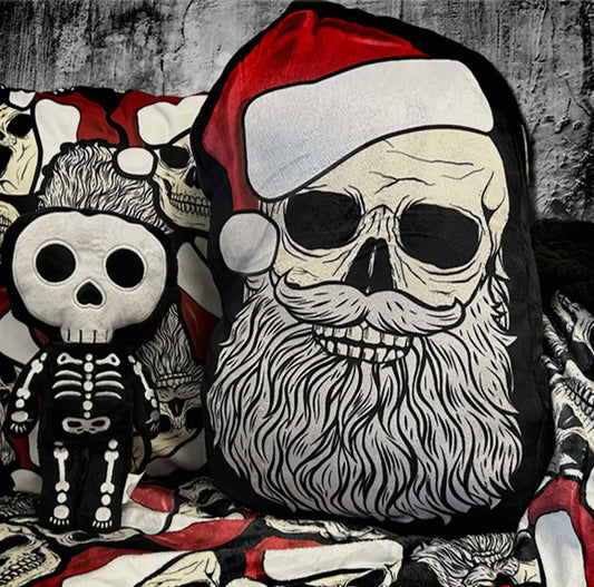 Skeleton Santa Pillow