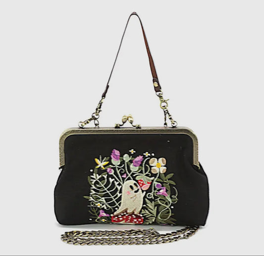 Kisslock Ghost and strawberry fields vintage style purse