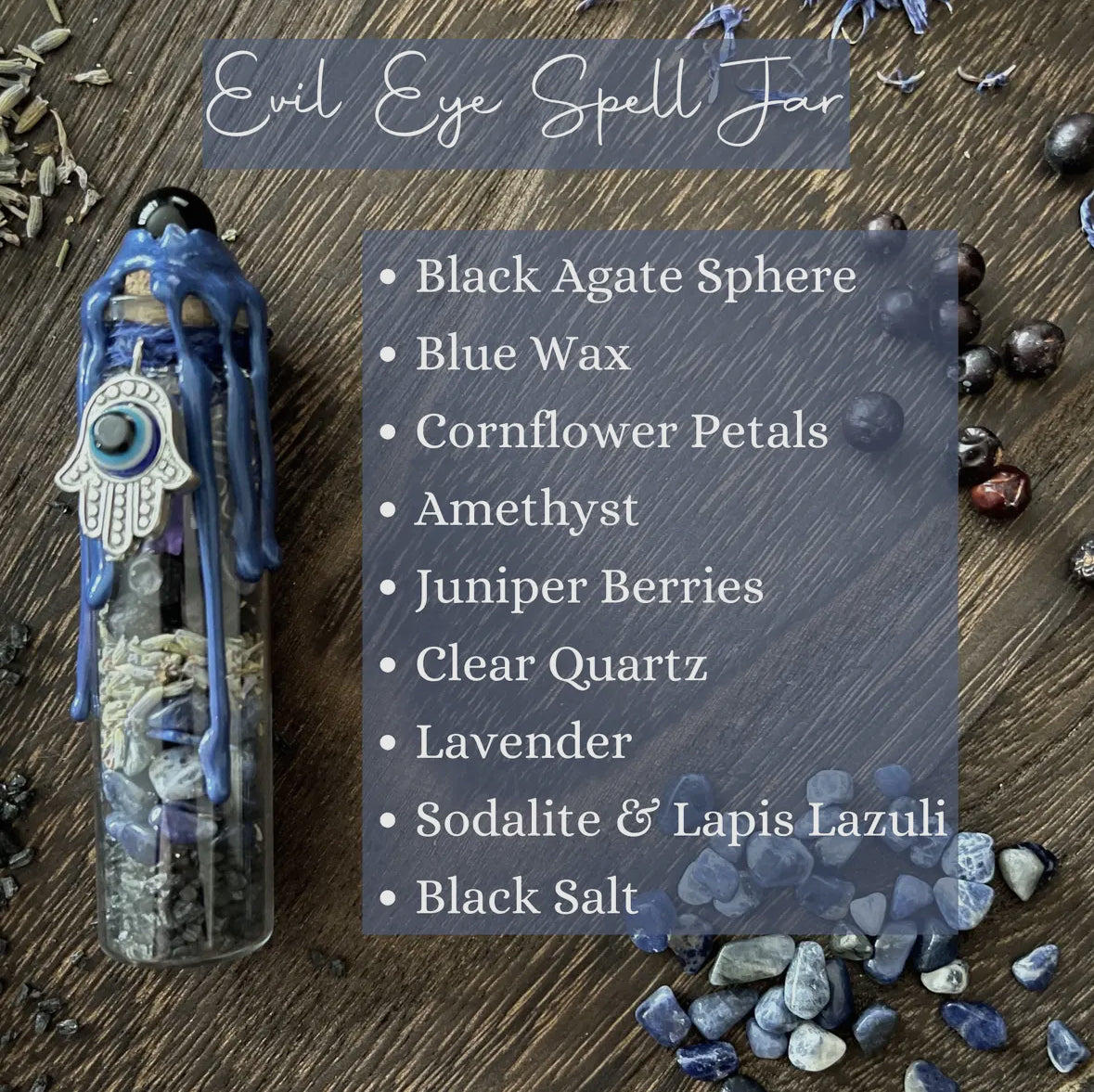 Evil eye protection spell jar, intention jar, witches spell jar