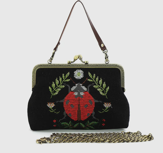 Kisslock ladybug vintage style purse