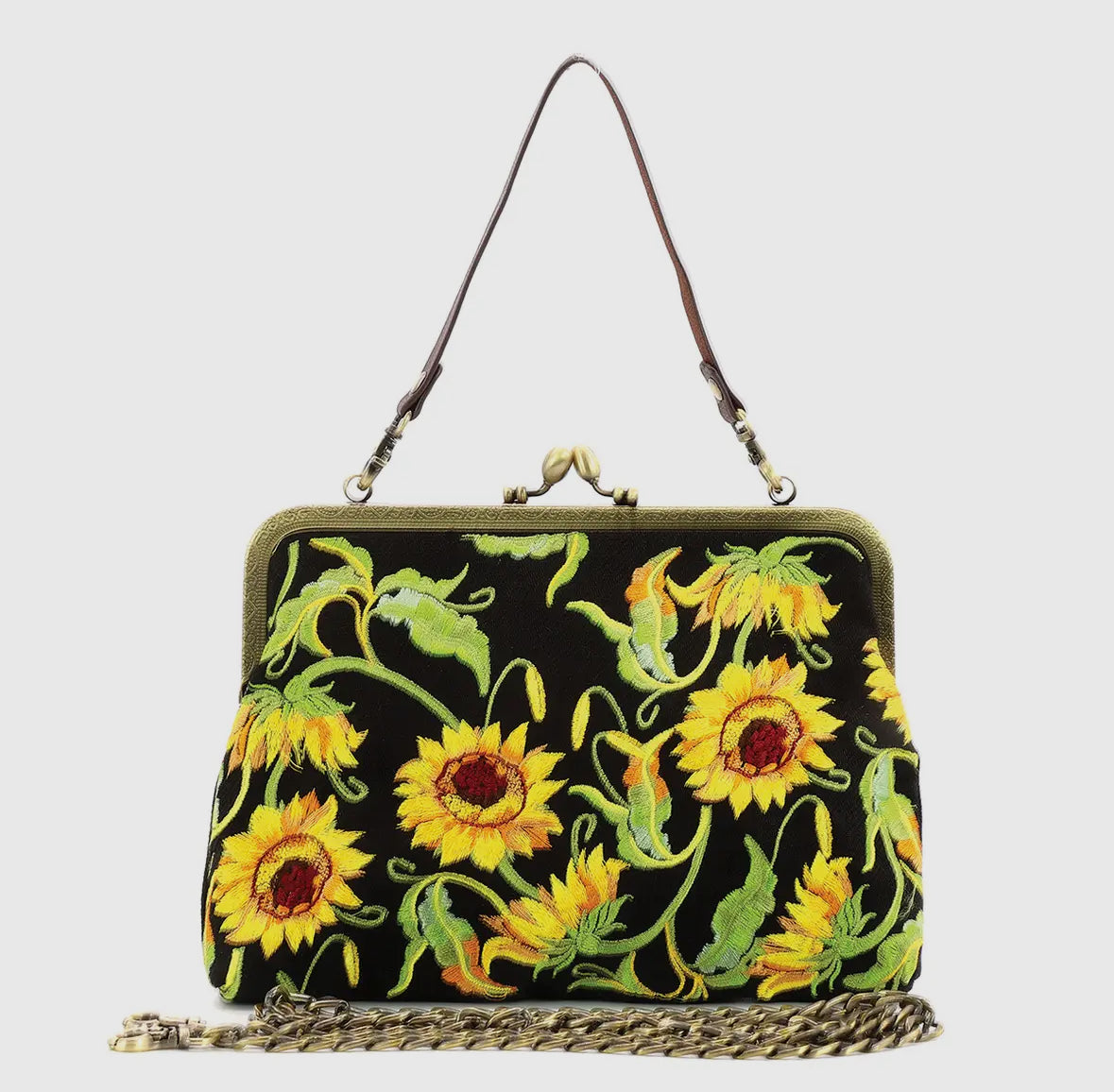 Kisslock sunflower vintage style purse