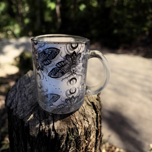 Moth glass mug