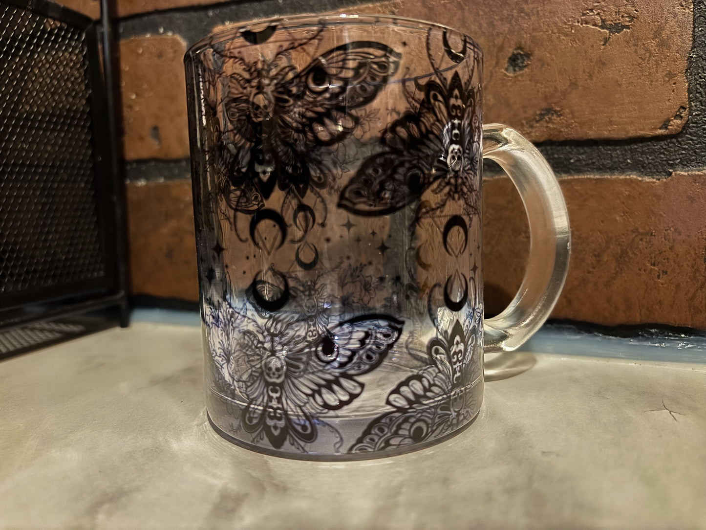 Moth glass mug