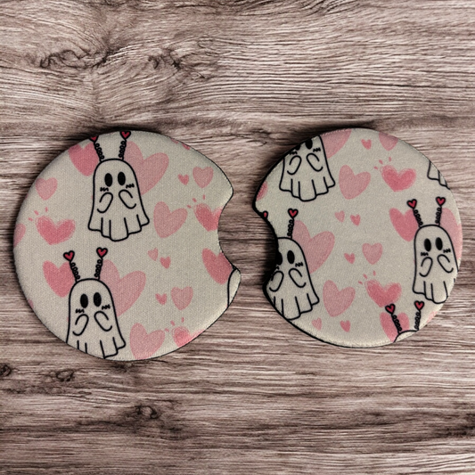 Ghosts love bug Valloween car coasters