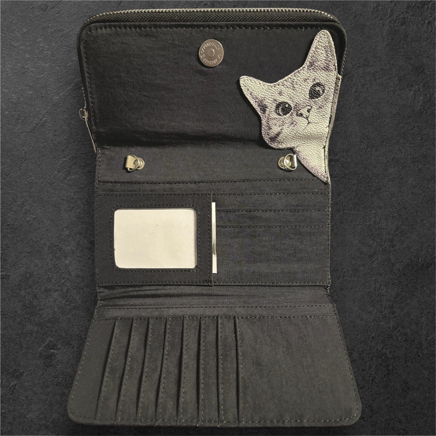 Peek a boo Cat Wallet with strap