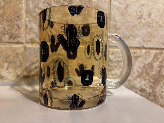 Yellow Glass mug with crystals