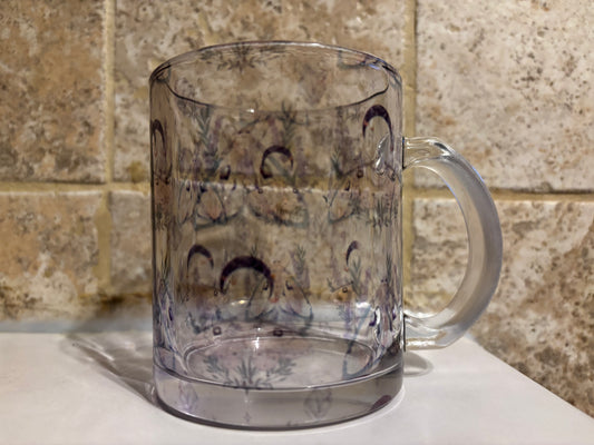 Glass mug with moths