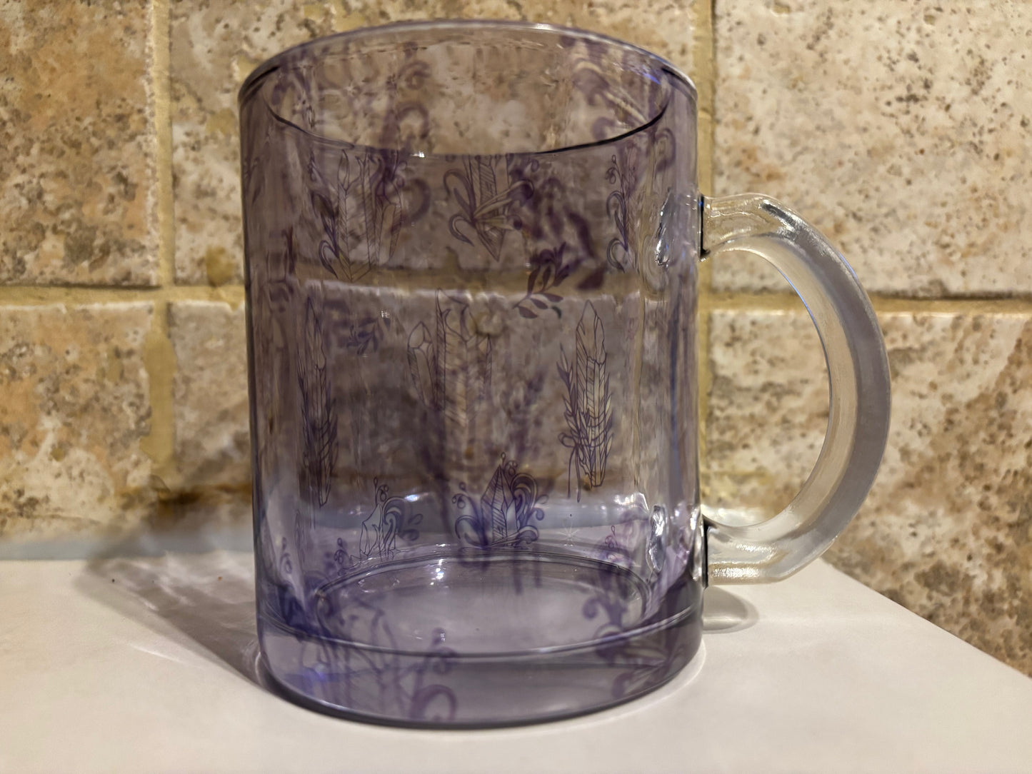 Purple Glass mug with crystals