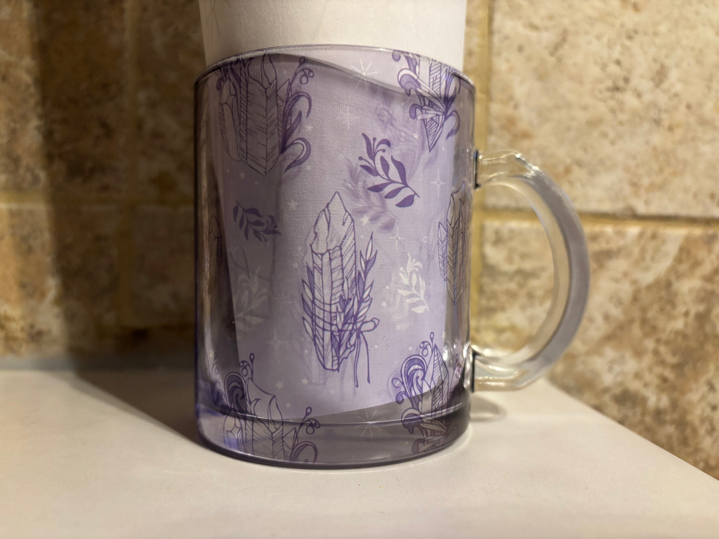 Purple Glass mug with crystals