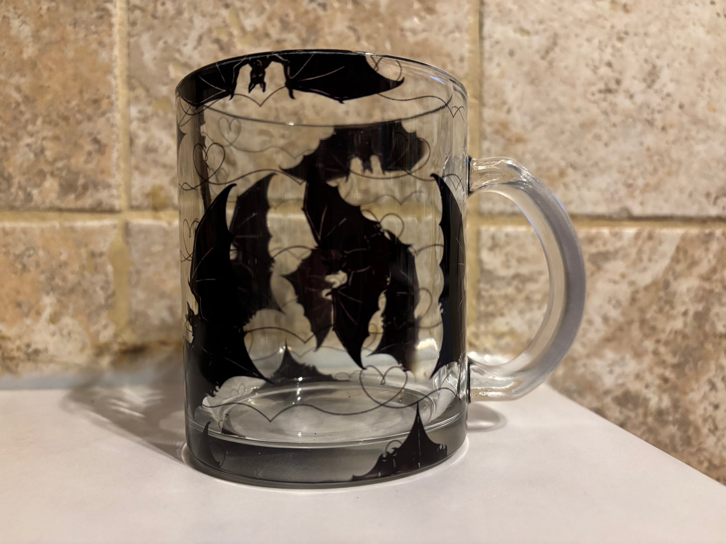 Glass mug with Bats!