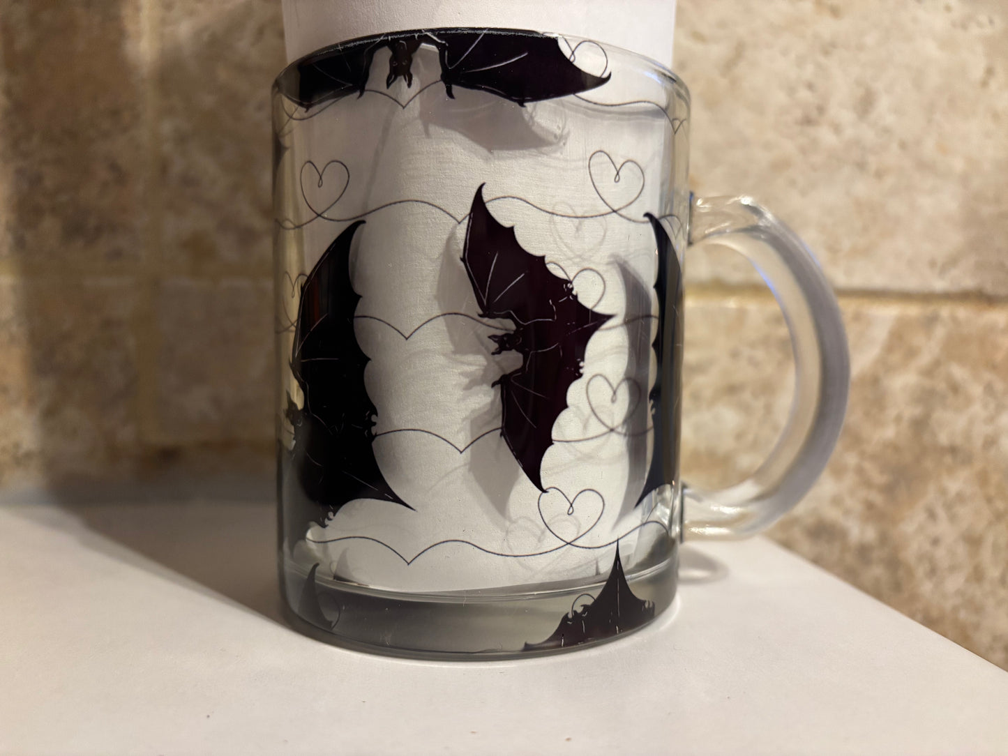 Glass mug with Bats!