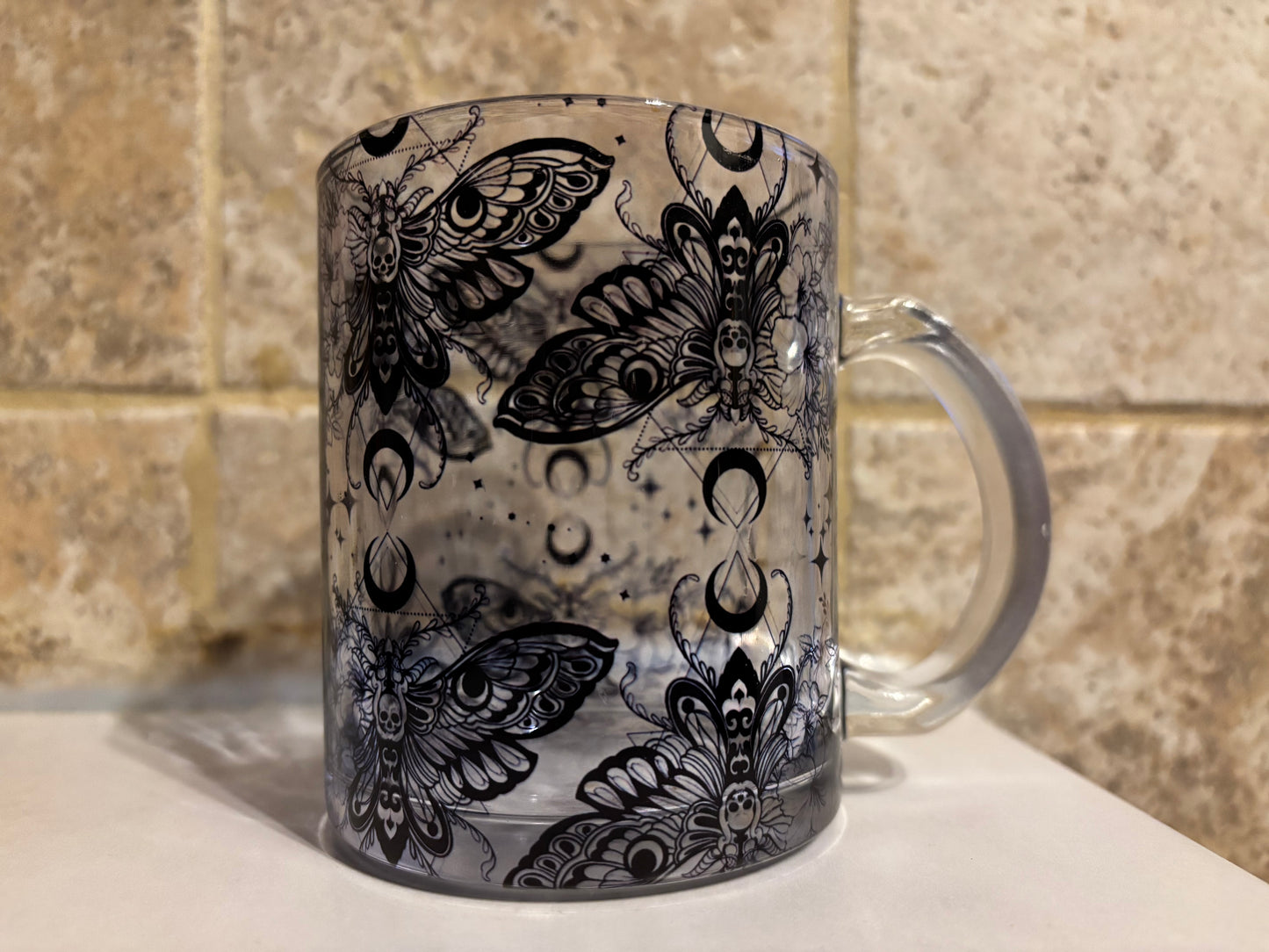 Moth glass mug