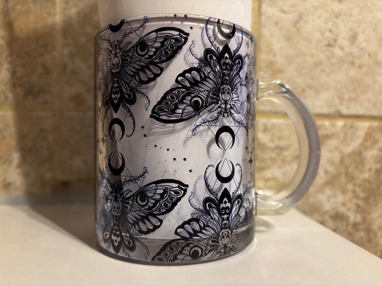 Moth glass mug