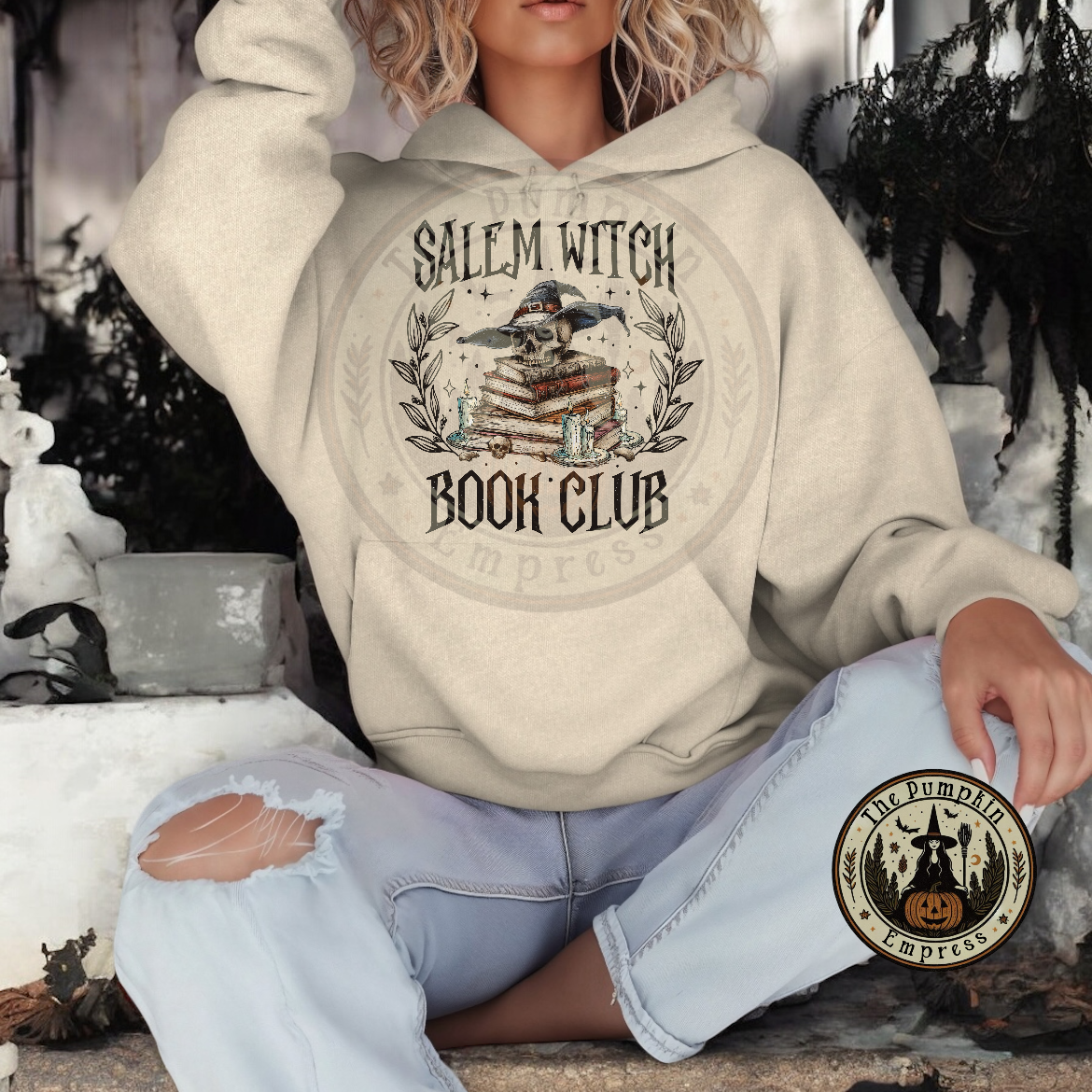 Salem witch book club Hooded sweater