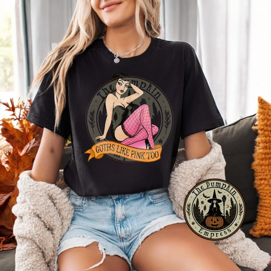 Goths like pink too Black tee