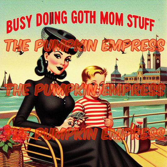 Goth mom at the pier with son PRINT