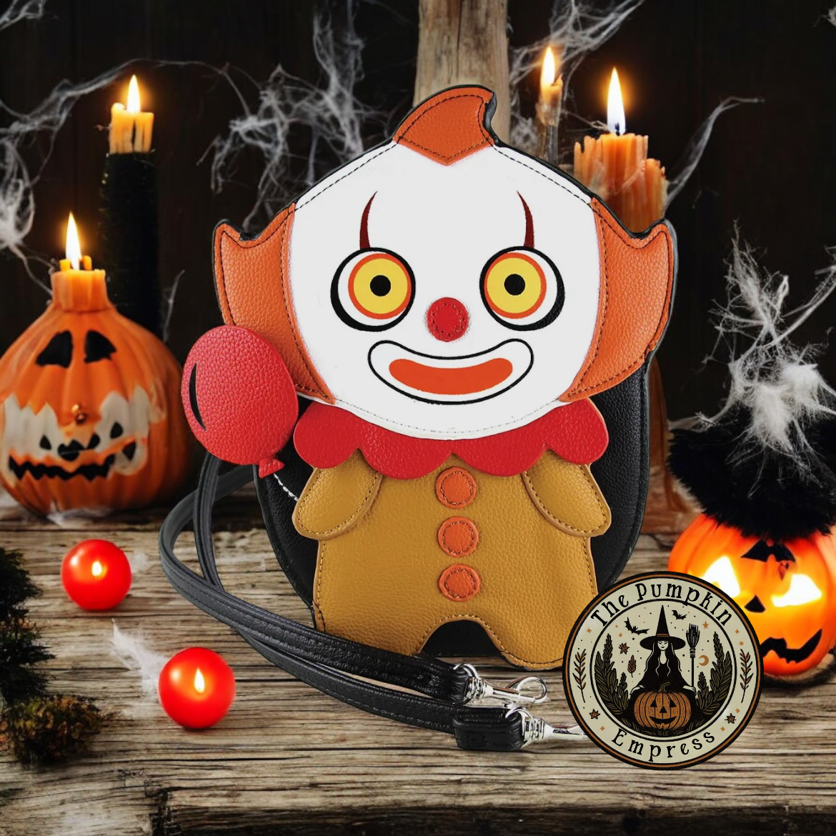 Scary clown crossbody purse