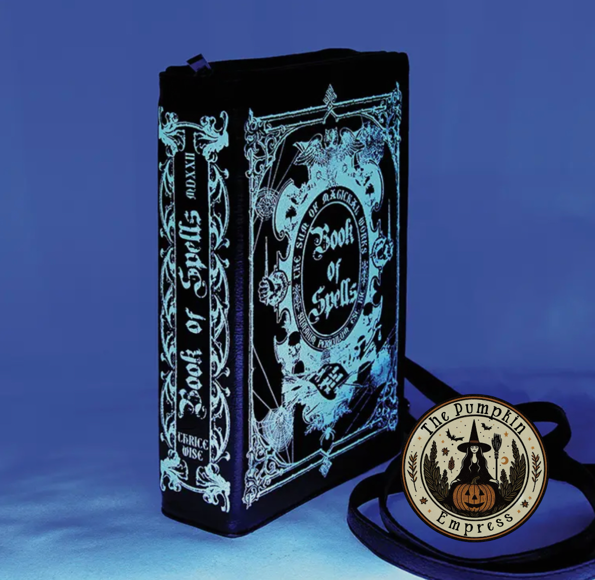 Glow in the dark Book of Spells crossbody purse