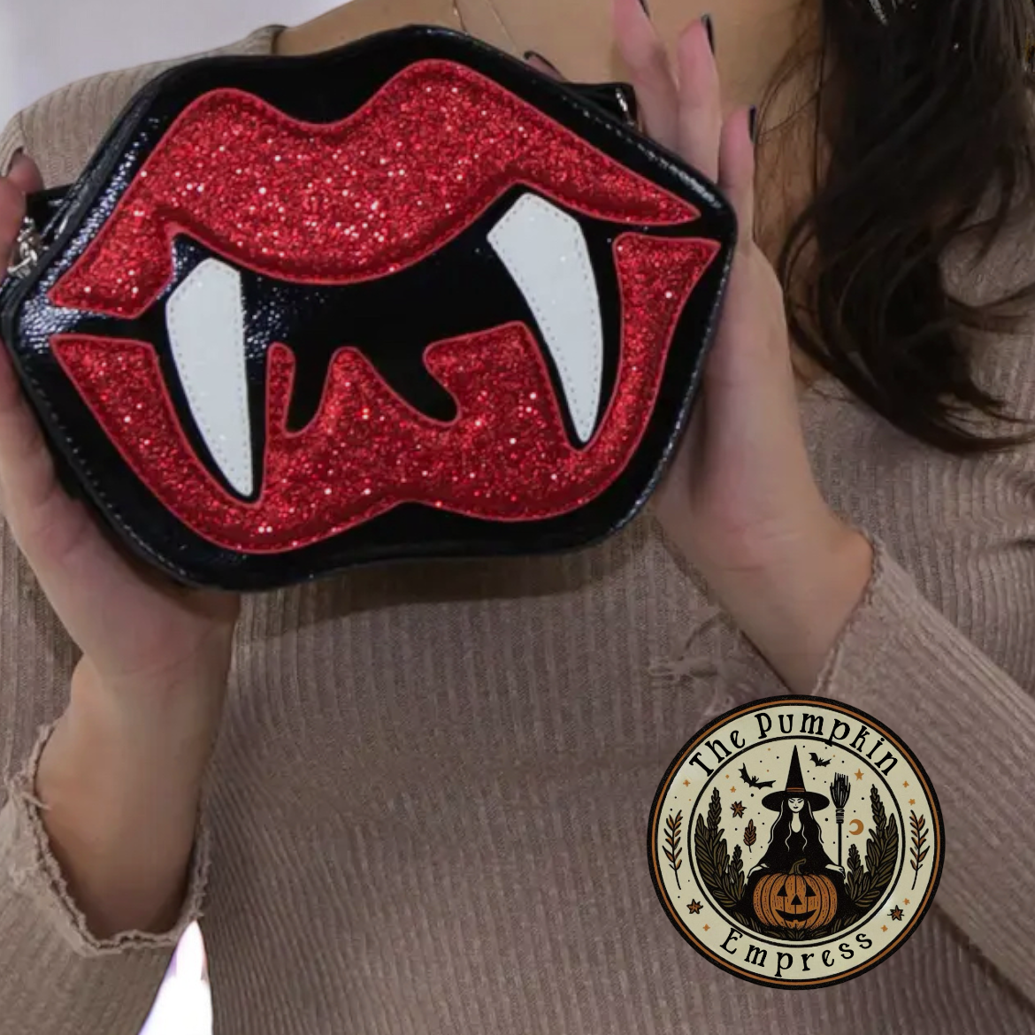 Vampire mouth crossbody purse