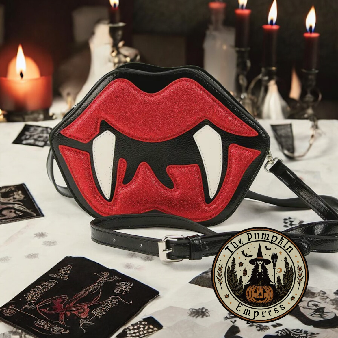 Vampire mouth crossbody purse