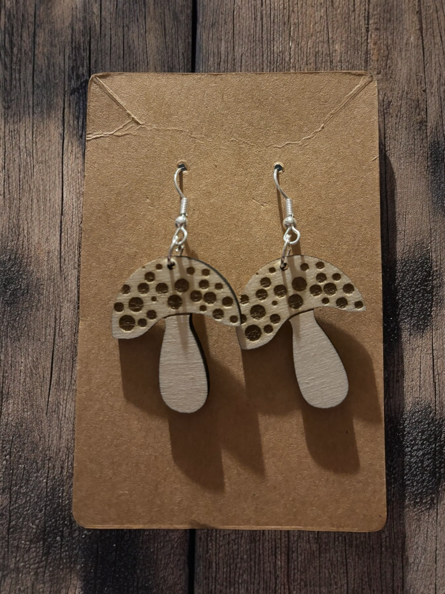 Mushroom wood earrings