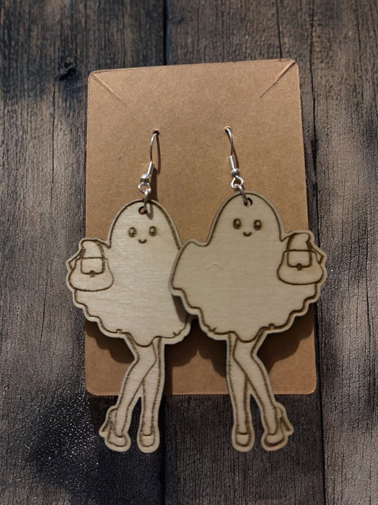 Boujie Ghost wood earrings