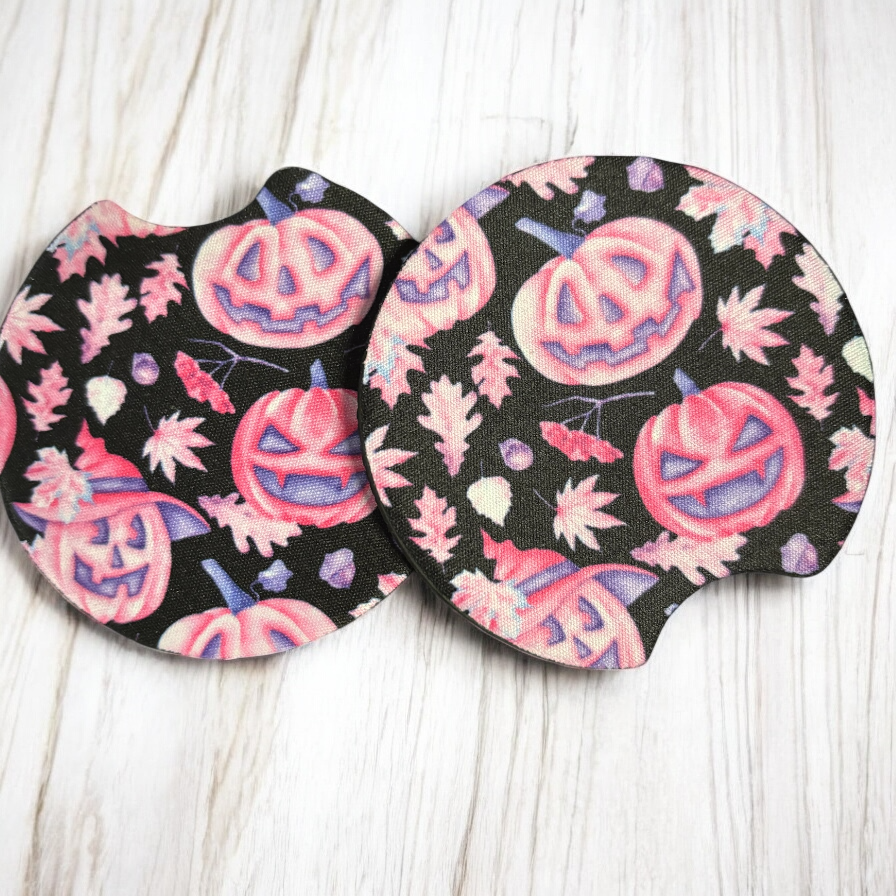 Jack-o-lantern coasters
