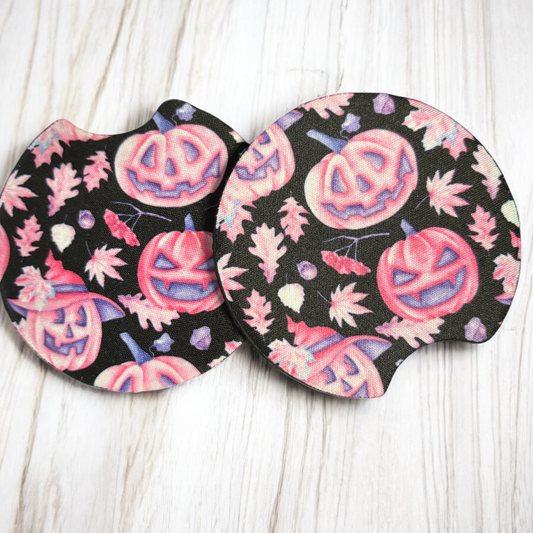 Jack-o-lantern coasters